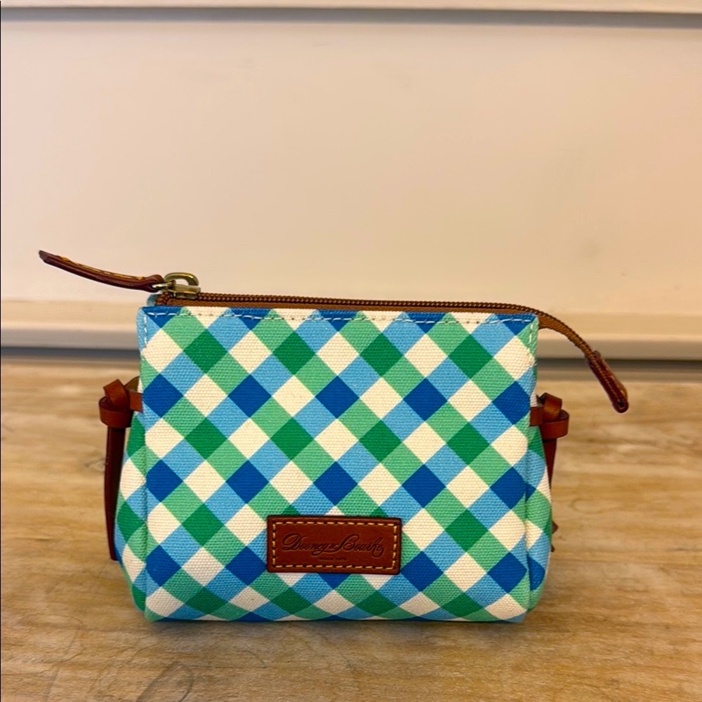 Dooney & Bourke Blue and Green Checkered Women's Cosmetic Bag